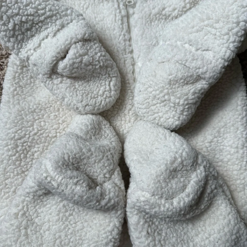 Lullaby Infant Baby Ivory Cream Bear Sherpa Bunting Snowsuit 3-6 Months